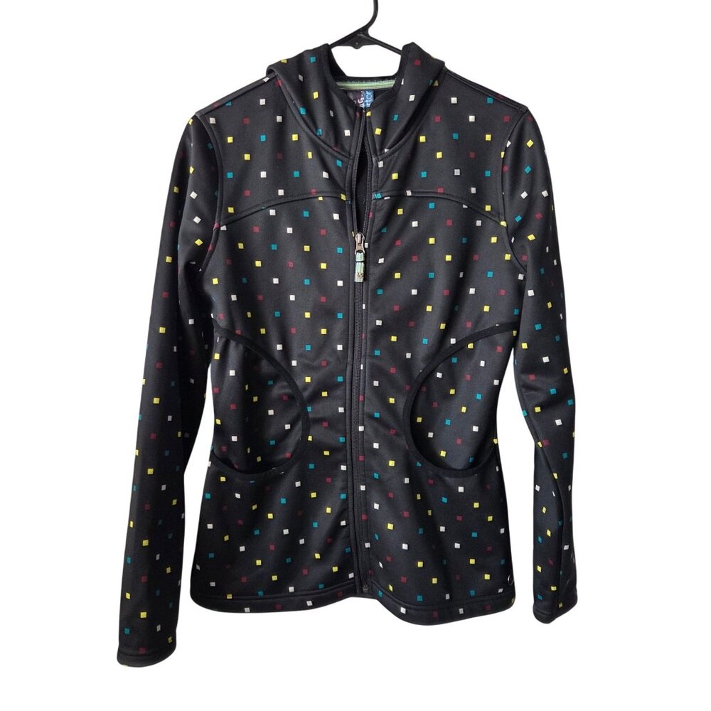 Burton Womens Medium Rainbow Polka Dot Black Zip-Up Hoodie Jacket Outdoor Ski